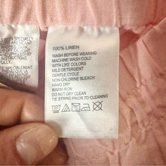 Tommy Bahama Women’s 100% Linen Wide Leg High Waisted Pink Pull On Pants Size L - Picture 8 of 8